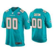 Custom Miami Dolphins #00 Aqua 2021 London Games Patch Game Jersey